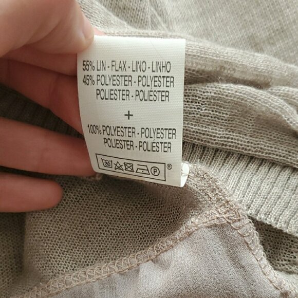 La Fee Maraboutee Women's Chic Beige Linen Blend Lace Detail Cardigan Size S - Picture 9 of 12